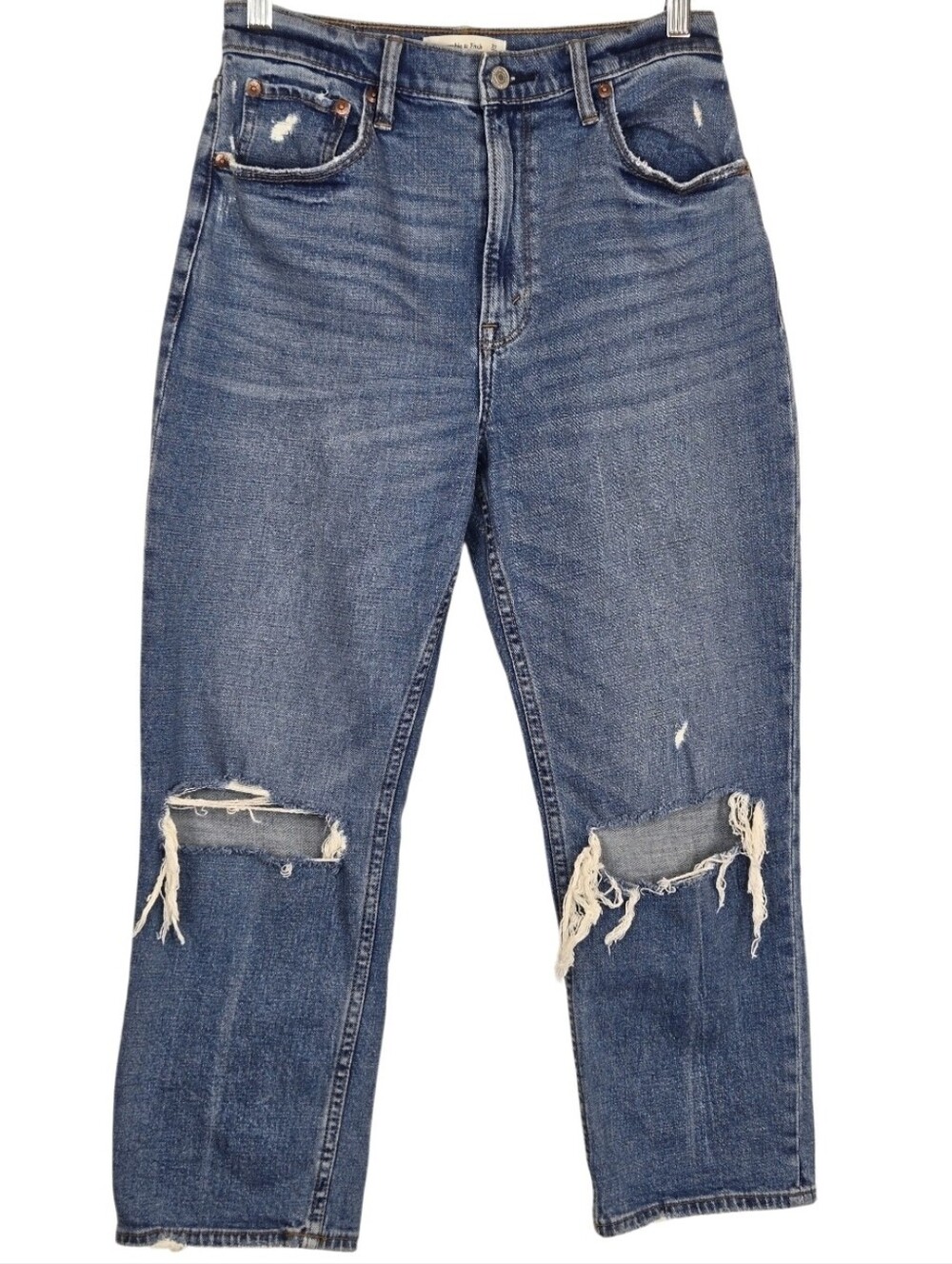 Abercrombie & Fitch Curve Love Short 27 4 Ultra High Rise Ankle Straight Jean - Picture 2 of 10